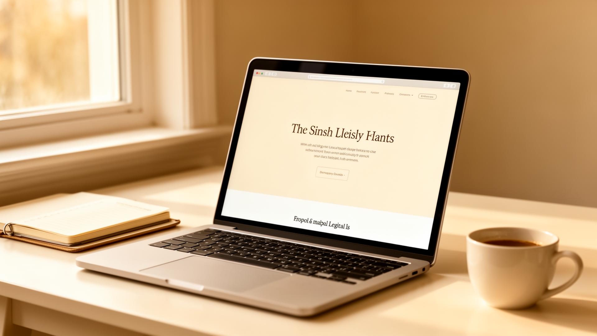 A clean one-page website on a laptop